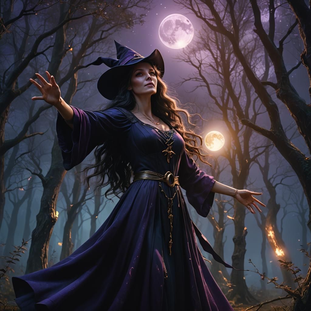 Witch in Moonlight Fantasy Art