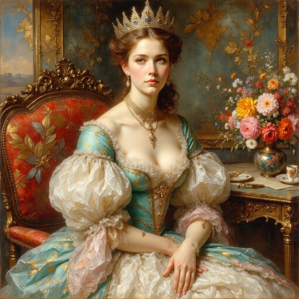 Marie Antoinette Portrait in Ethereal Impressionistic Style