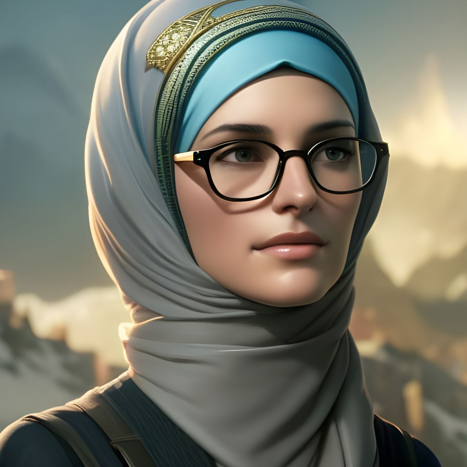 Pretty German Woman in Hijab: Detailed Portrait