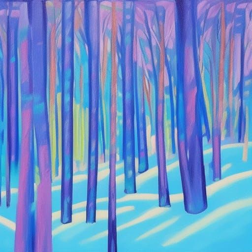 Abstract Snow Forest in Complementary Colors