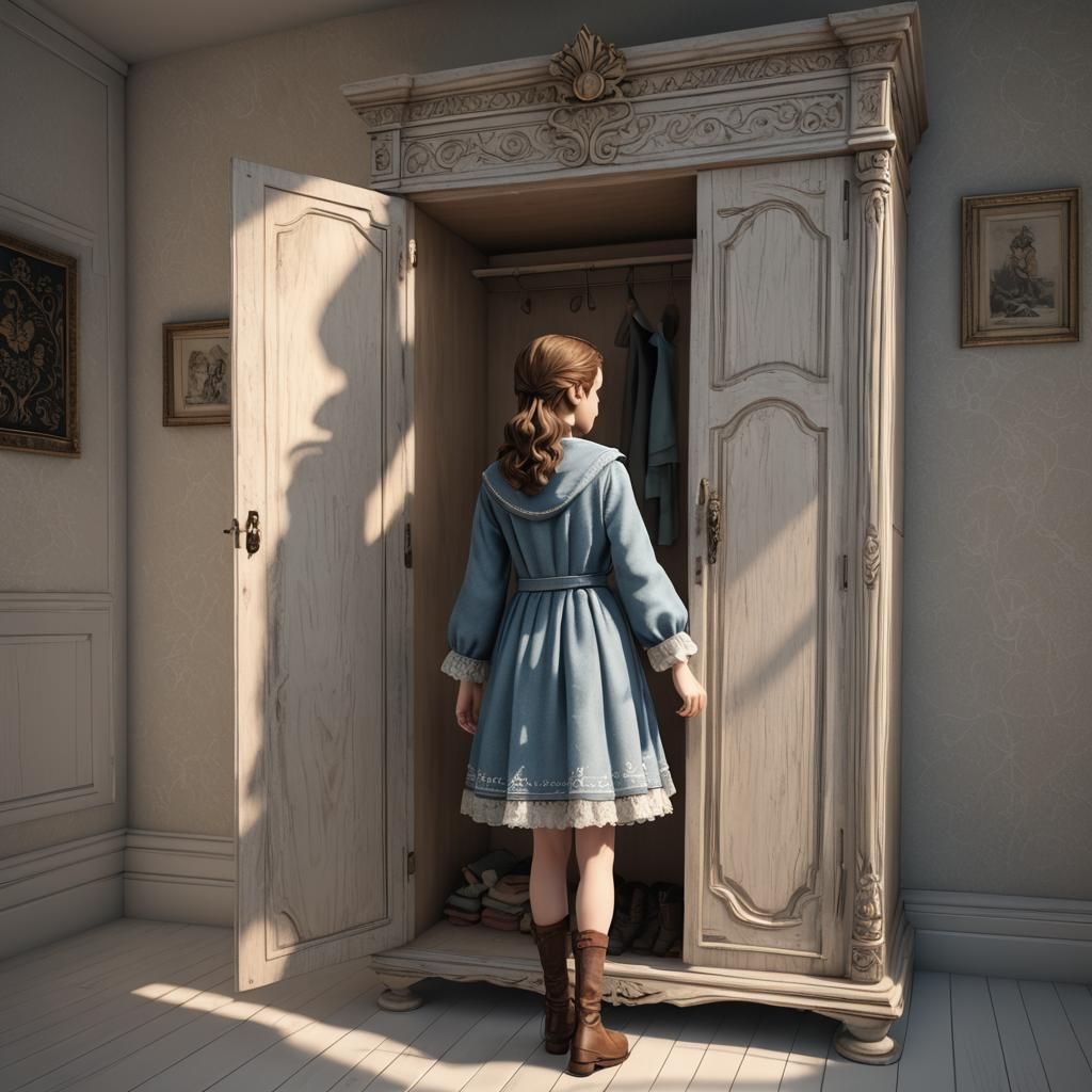 Lucy Enters Narnia Through the Wardrobe