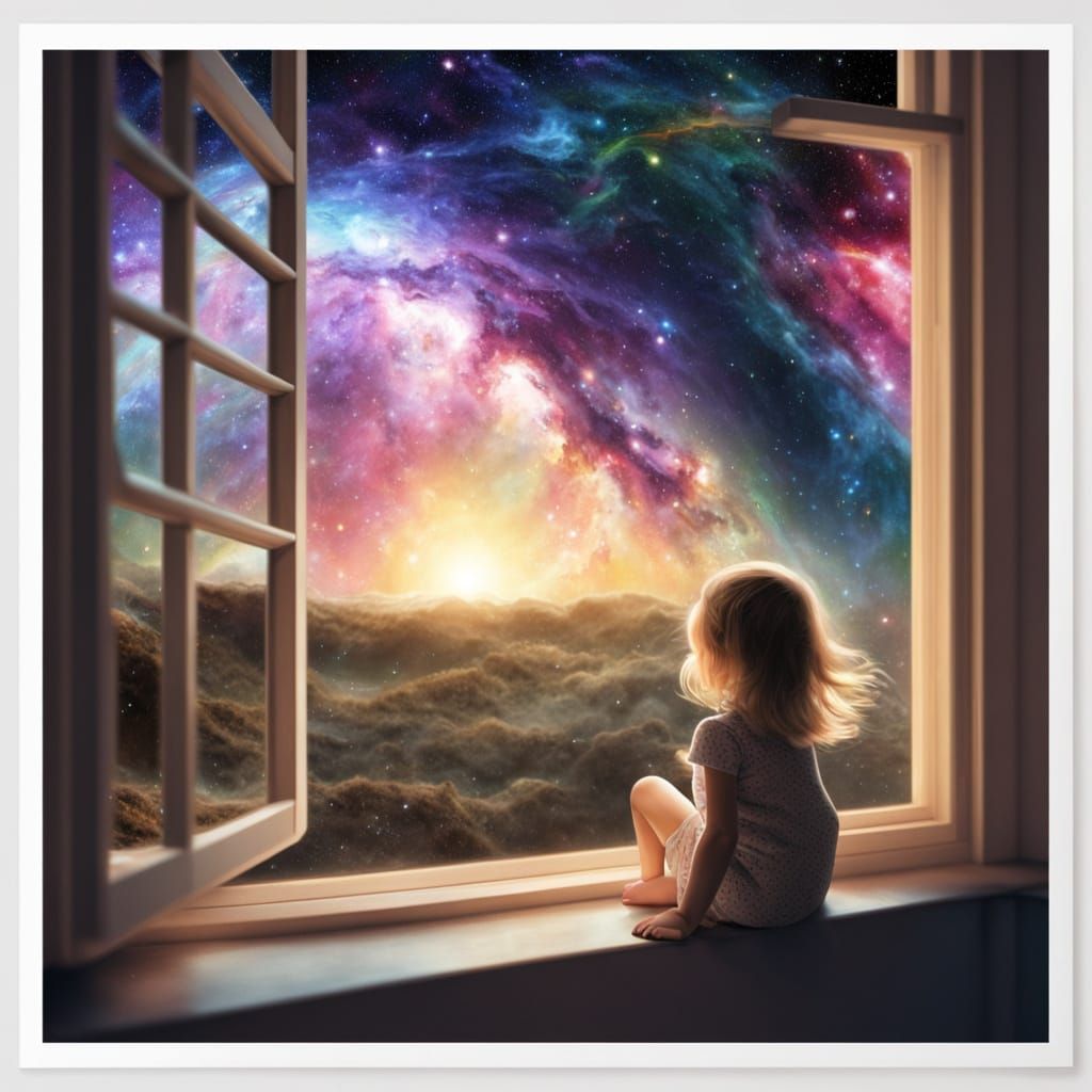 Cosmic Wonder with a Young Girl's Gaze