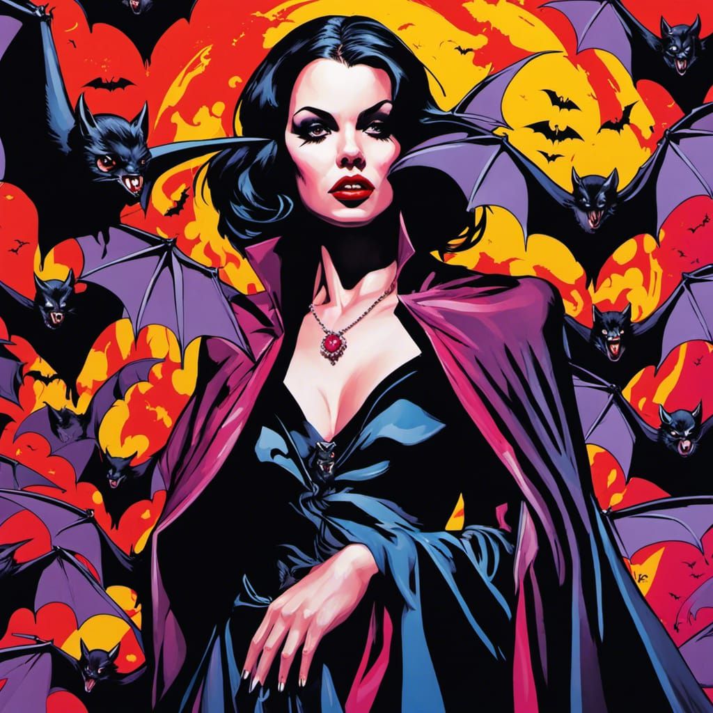 Retro Vampire in 1970s Pop Art Style