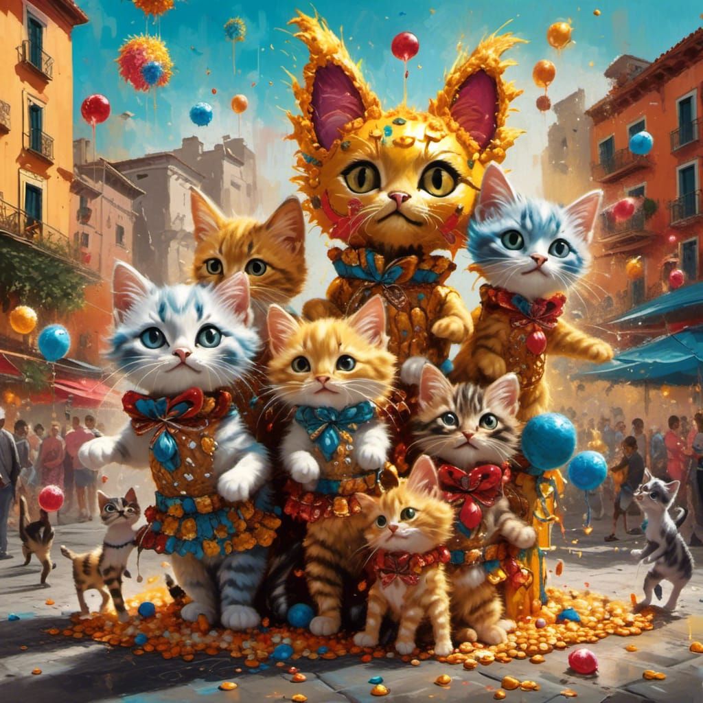 Kittens in Flamenco Outfits: Vibrant Street Art