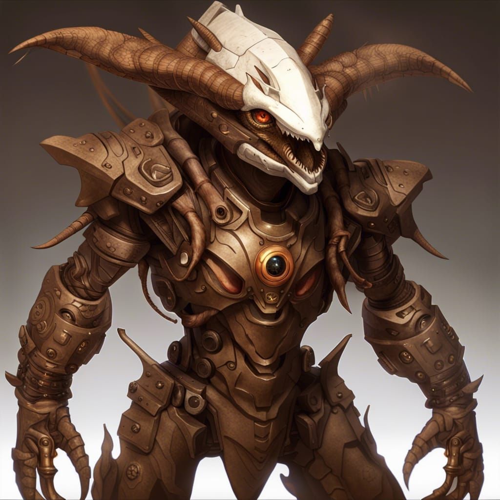 Lizardfolk Zerg Hybrid with Gundam Armor