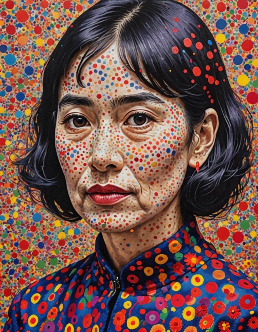 Pointillist Portrait Inspired by Kusama's Style