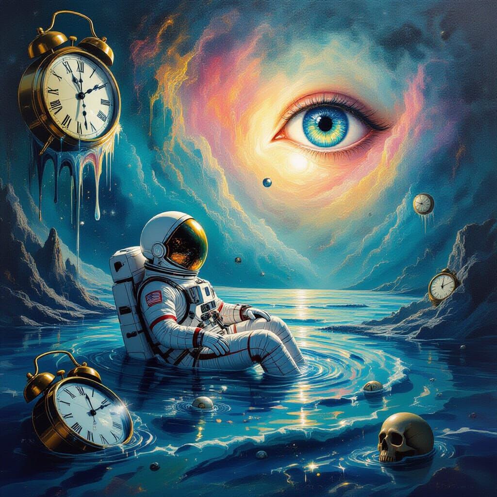 Surreal Astronaut Adrift in Cosmic Dreamscape