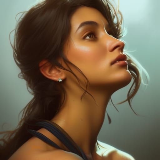 Latina Portrait in Hyperdetailed Digital Art Style