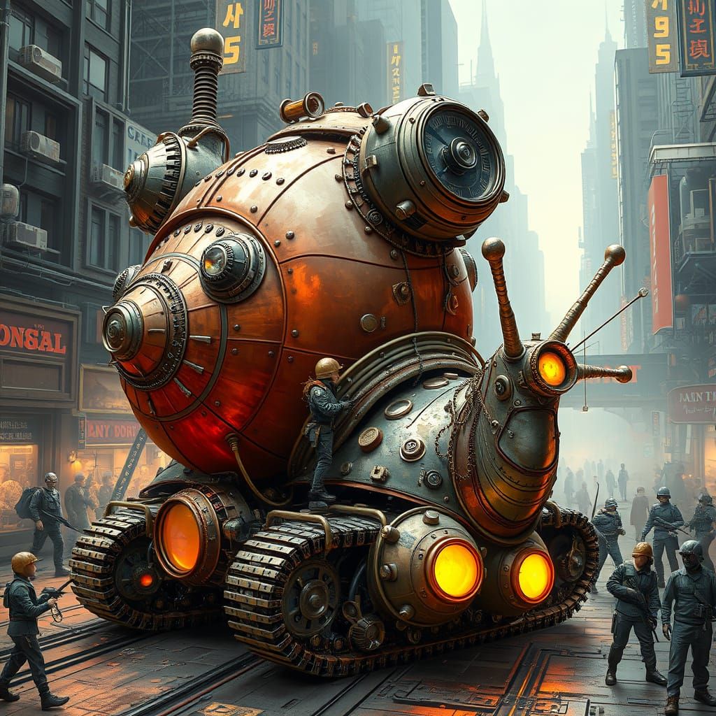 A Military Robosnail In metropolis.