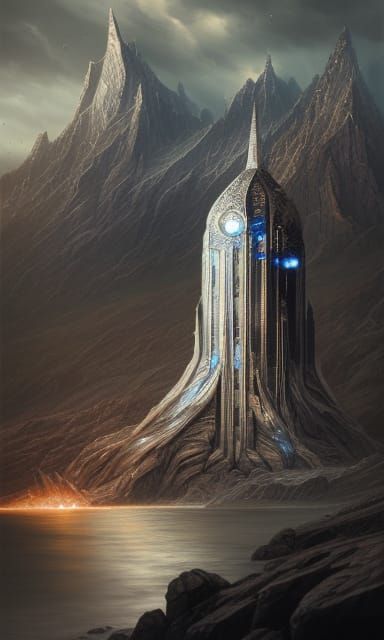 Dark Tower at World's Edge: Hyper-Detailed Digital Art