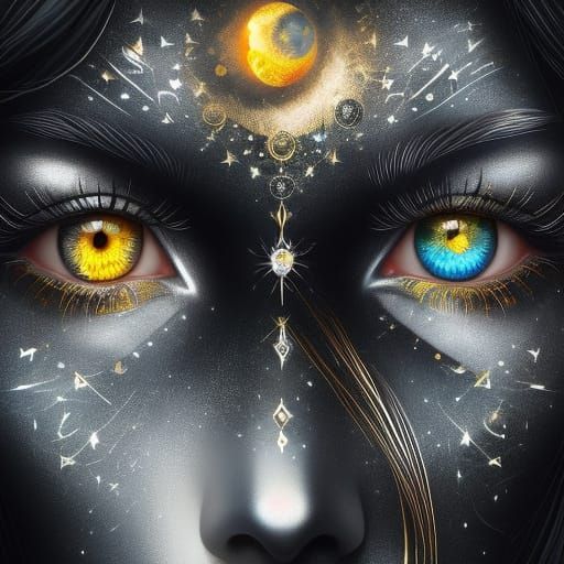 Woman's Face: Sun and Moon Duality