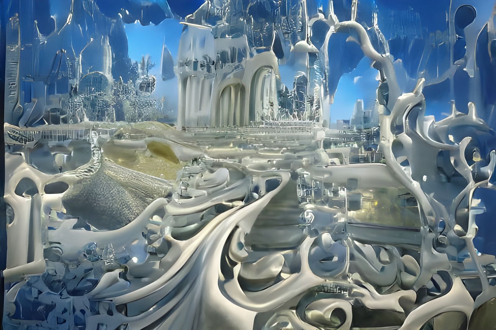 Ethereal Glass Castle: Art Deco Baroque Architecture