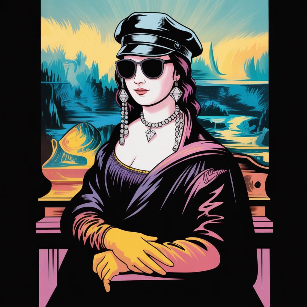 Mona Lisa as Cyberpunk Jewel Thief