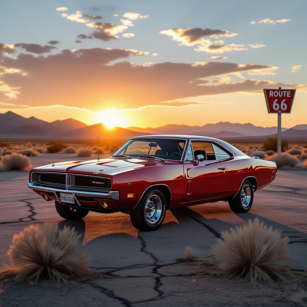 1969 Dodge Charger on Desert Route 66