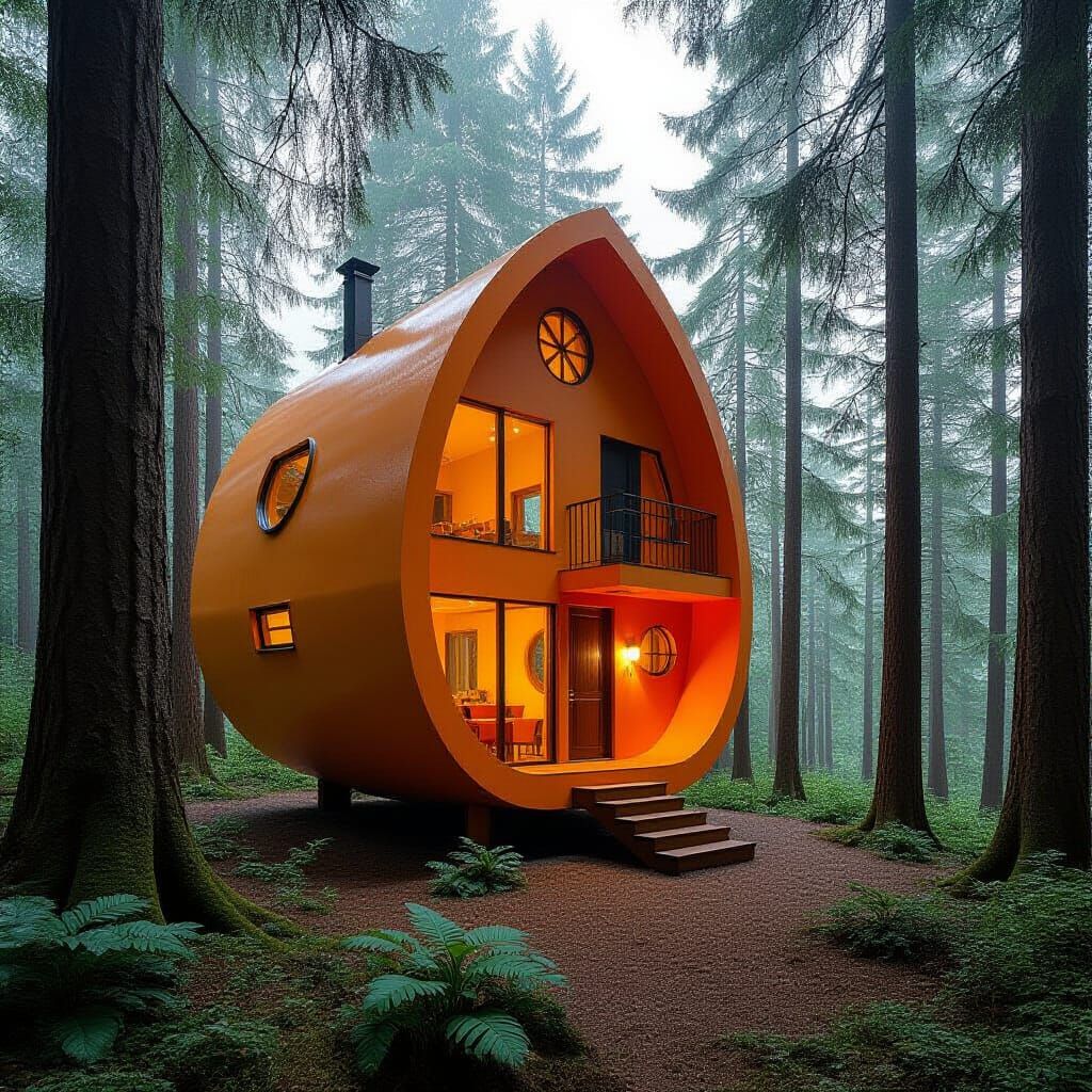 Orange House in Forest