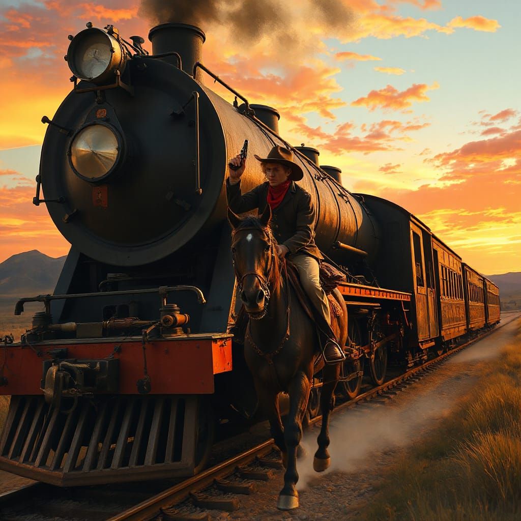 Irish Gunfighter Boards Steam Train in Western Style