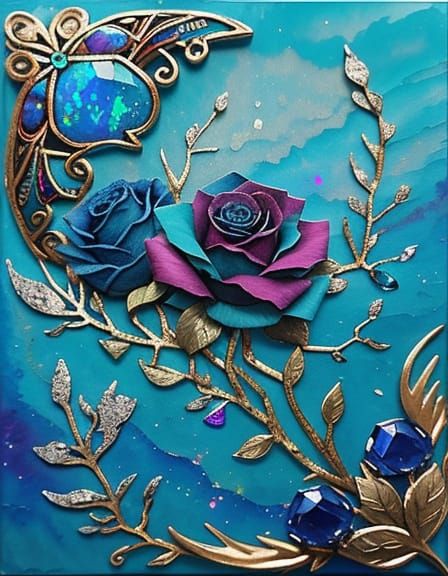 Turquoise Rose River Dreams with Sapphire Stardust