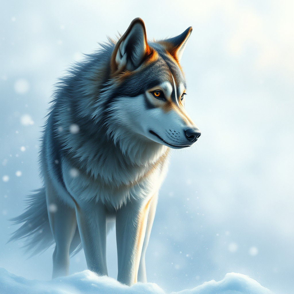 Wolf Husky in Blizzard as Matte Painting