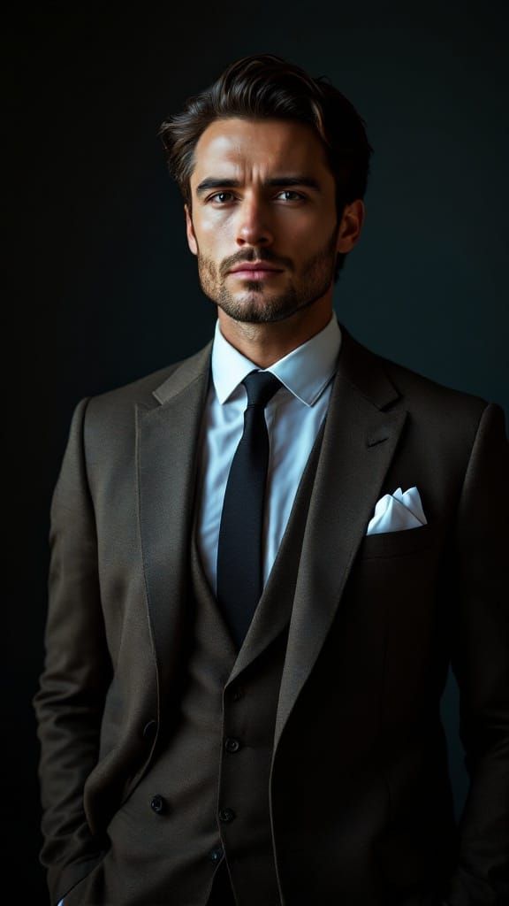 Man in Formal Suit, Portrait, Photorealistic Portrait Photog...
