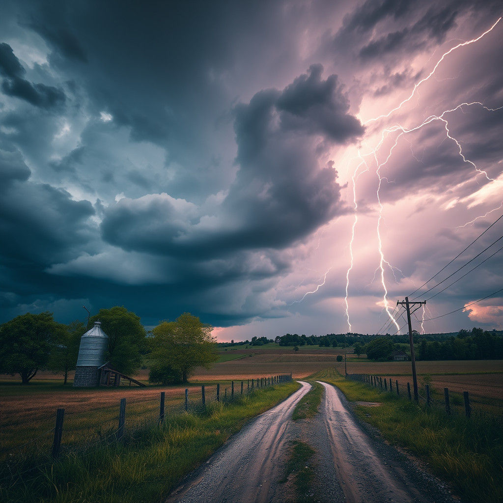 Ominous Storm Clouds Over Rural Landscape
