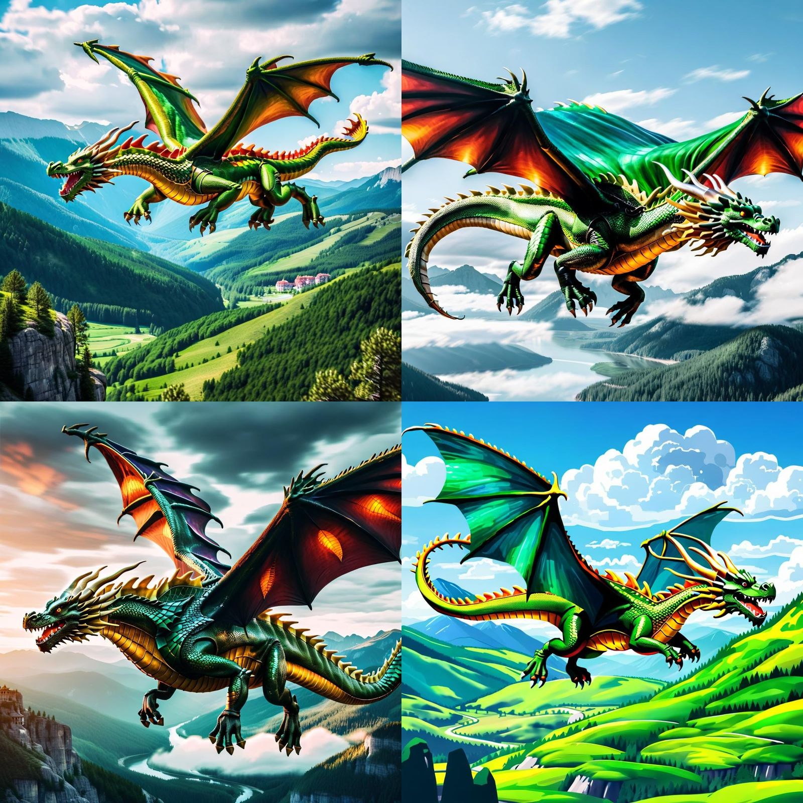Dragon in Flight: An AI-Generated Image