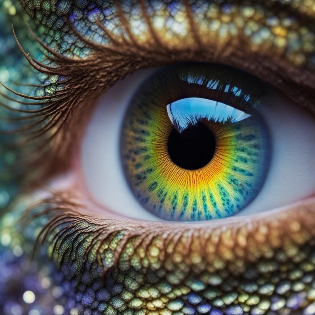 Aurora Borealis Eye Close-up in Ukiyo-E Style