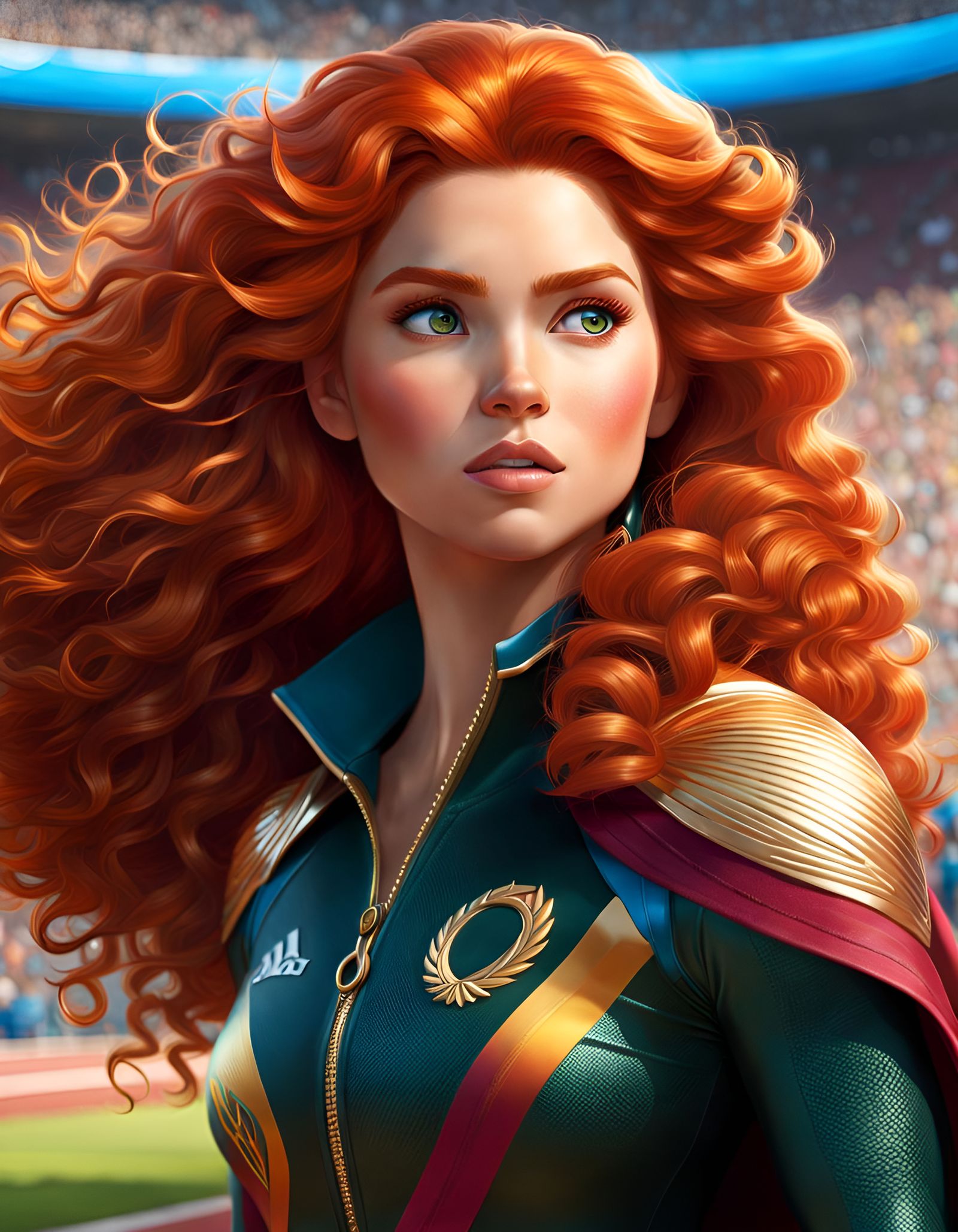 Princess Merida: Olympic Champion in Hyperrealistic Style
