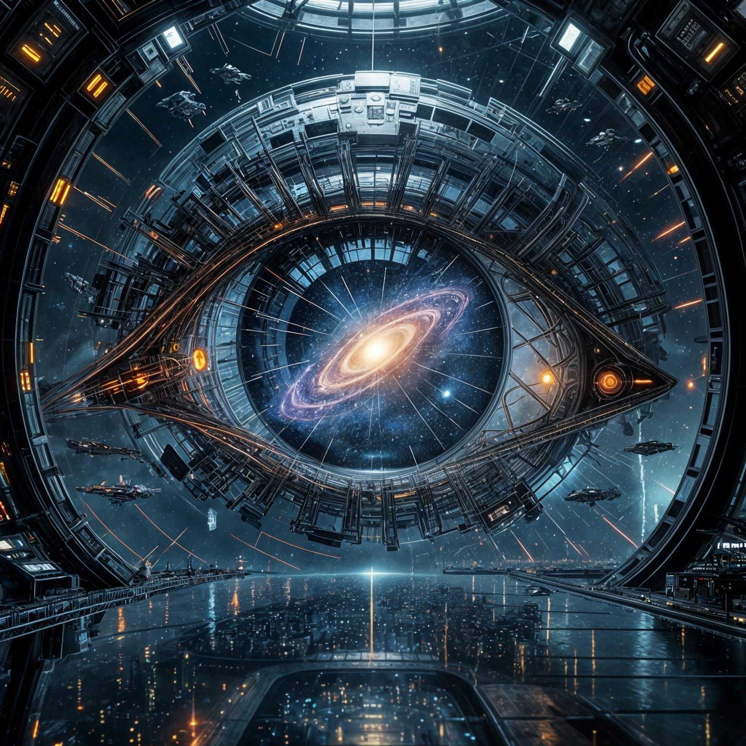 Cybernetic Eye Glimpse into Future Galaxy