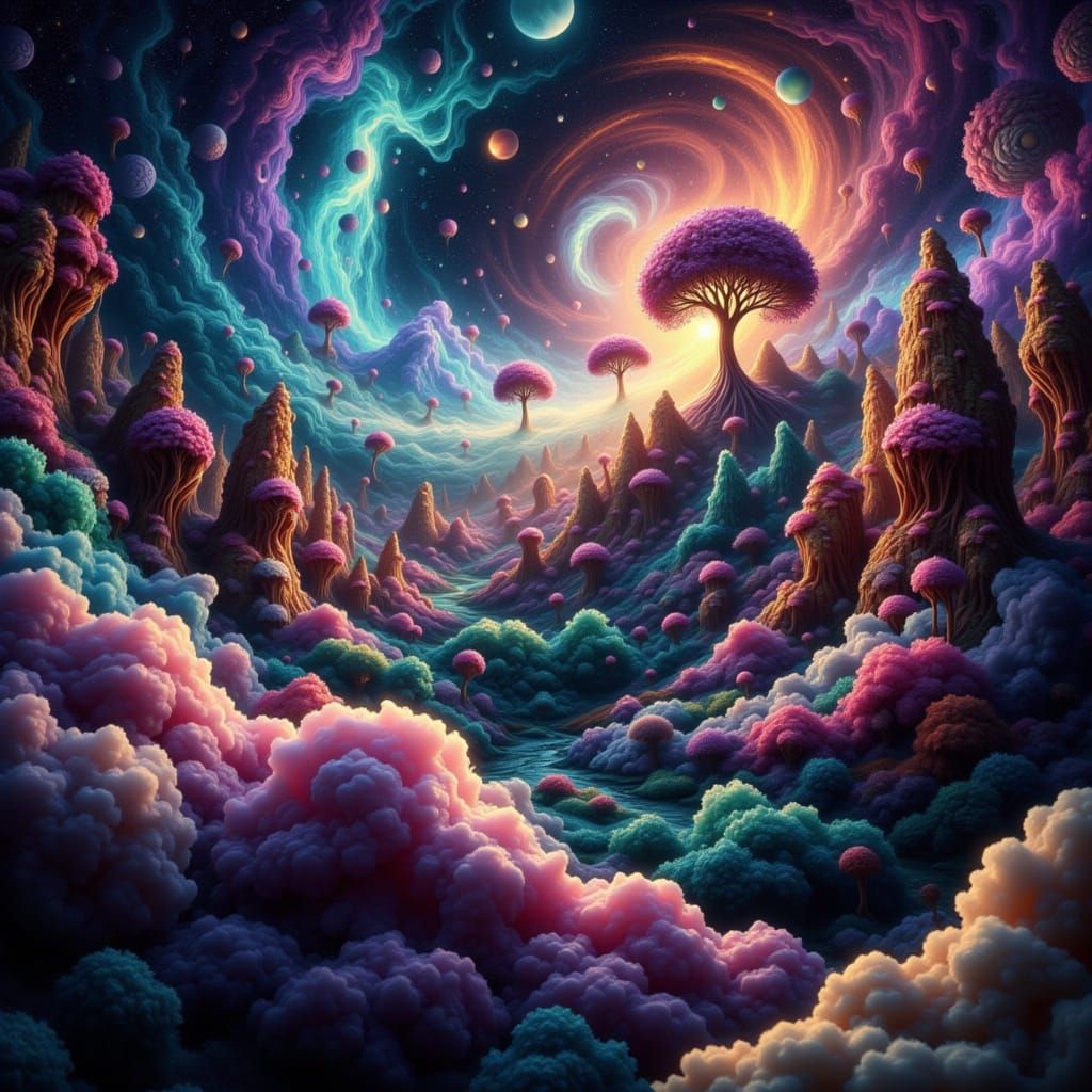 Surreal Cosmic Landscape in Vibrant Colors
