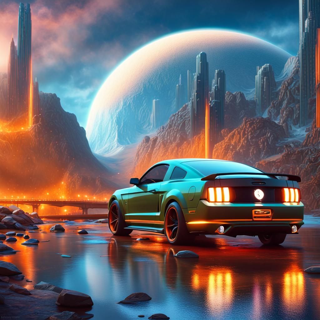 Detailed Matte Painting of 2000 Ford Mustang GT