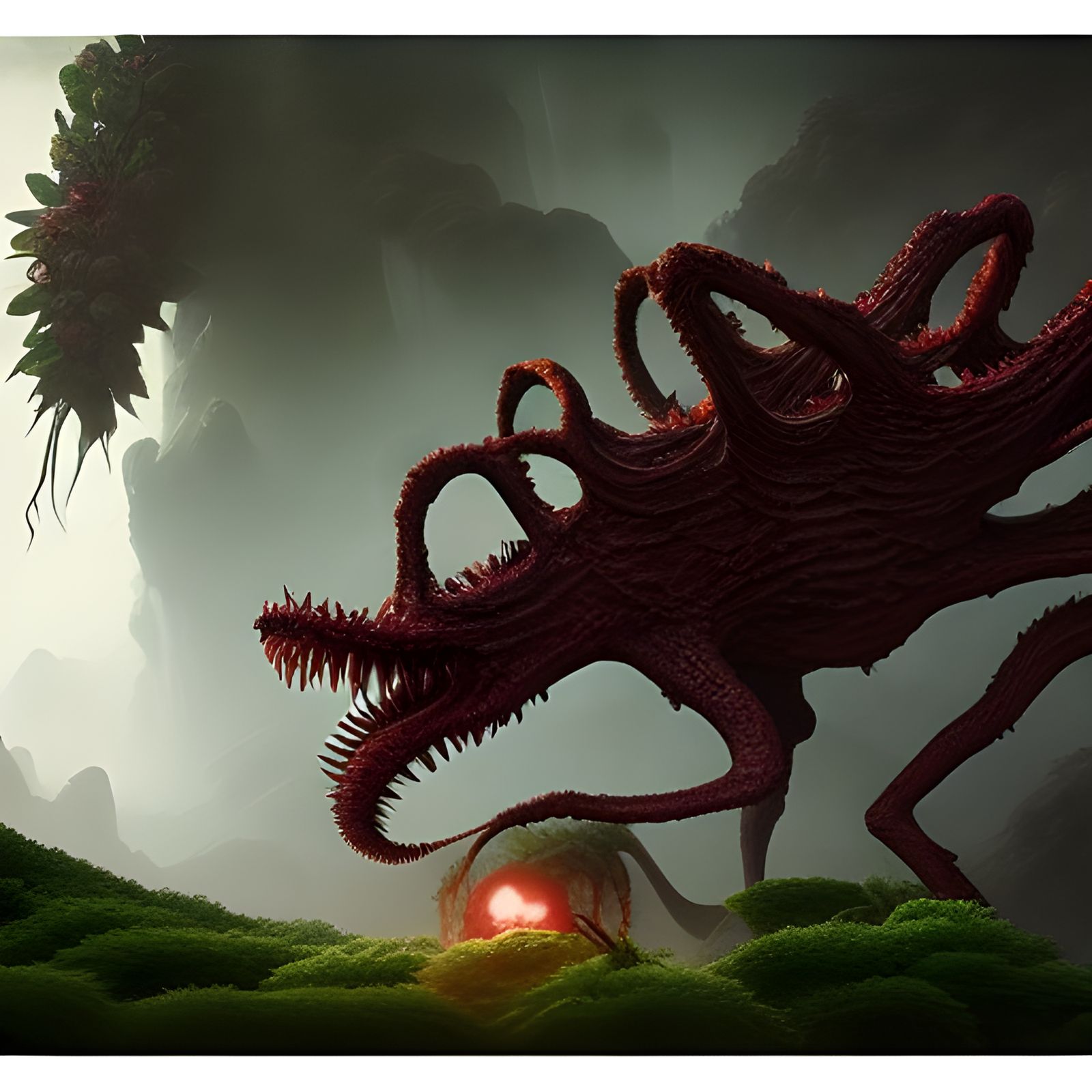 Frenzy Man-Eating Plant Creature in Matte Painting Style