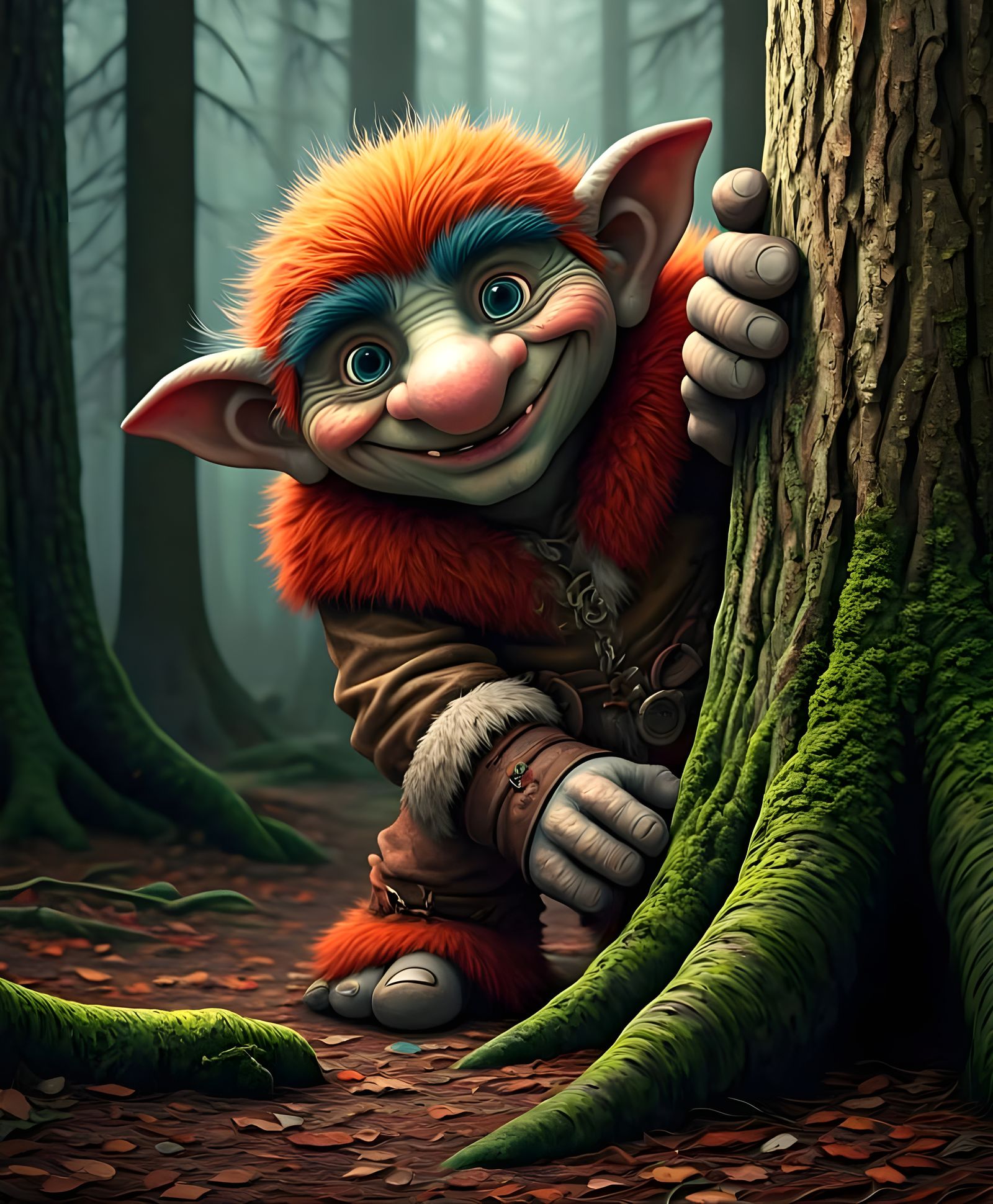 Charming Troll Hiding in Enchanted Forest