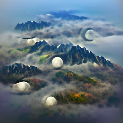 Lunar Mountains Under a Pale Moon