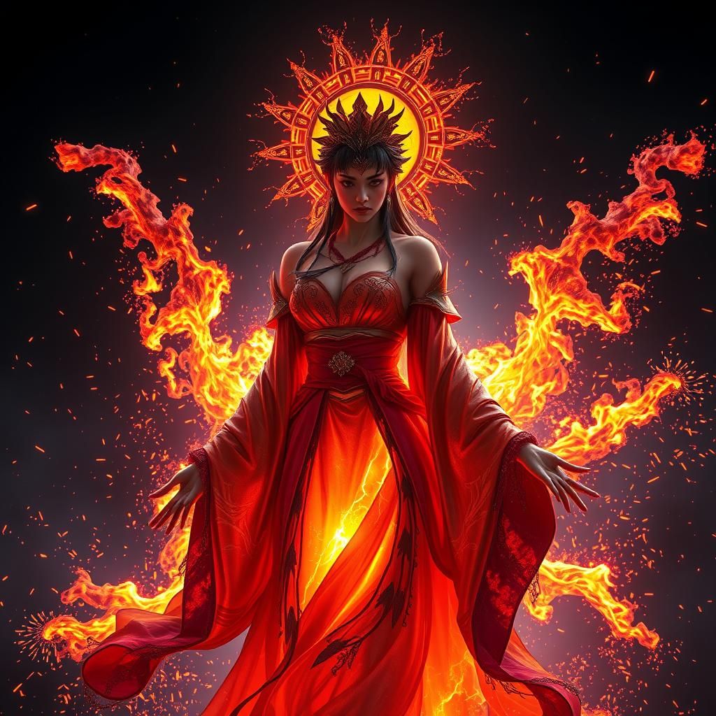 Emerging Metal Goddess in Dark Fantasy Style