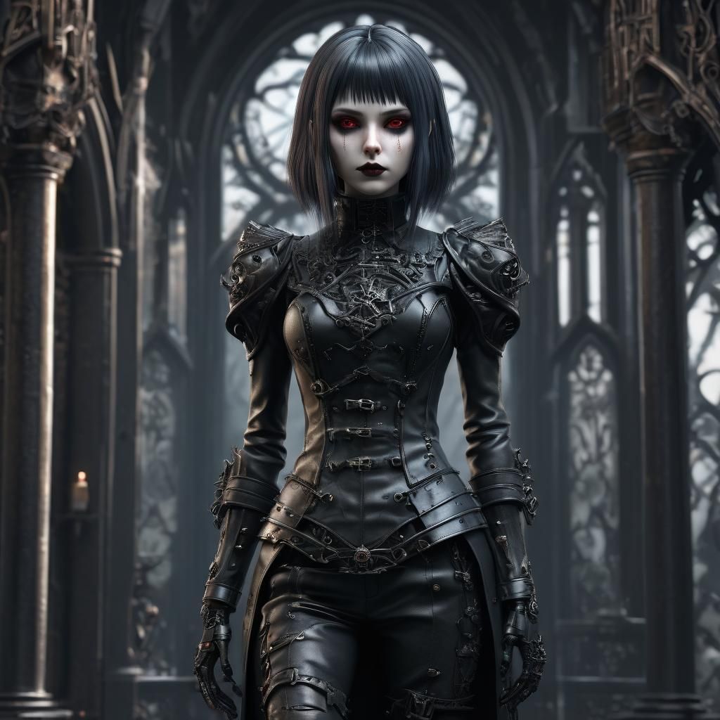Dystopian Goth Widow in 3D Anime Art