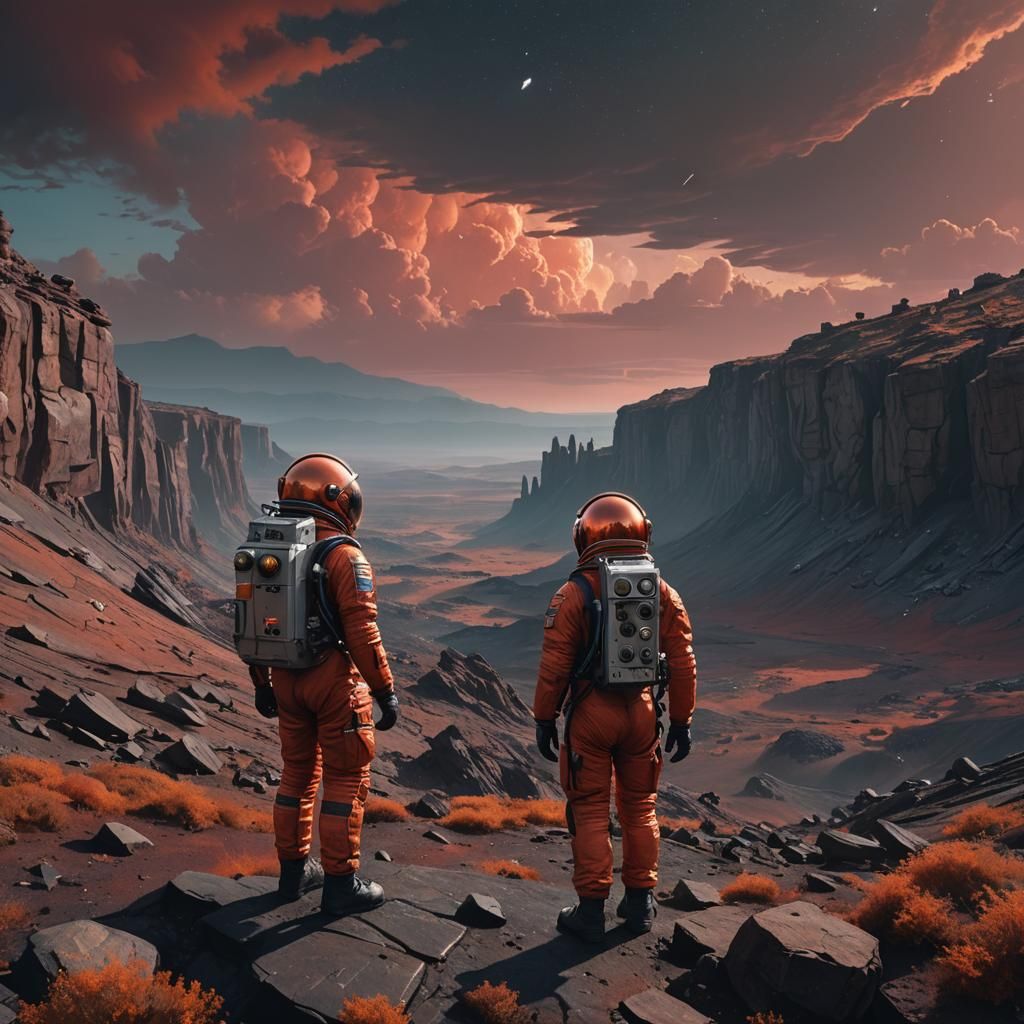 Astronaut on Alien Planet in Photorealistic Digital Painting