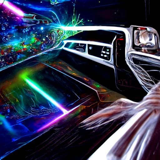 DeLorean in Hyperspace: Holographic Astral Illustration