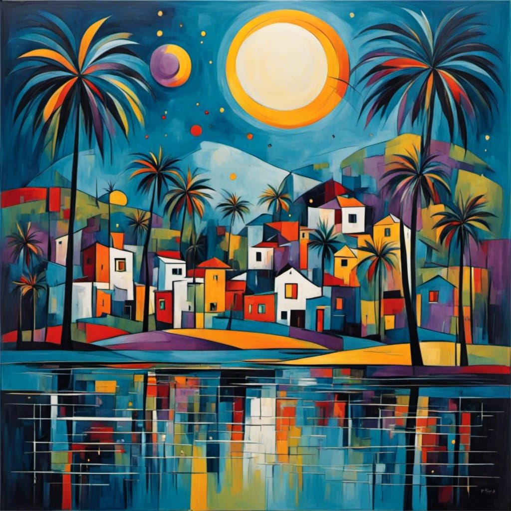 Geometric Tropical Village in Bauhaus Style