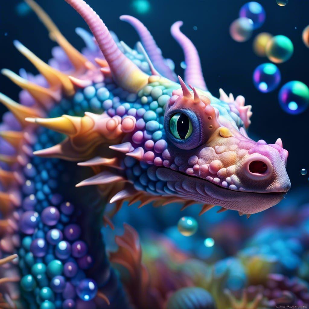 Colorful Pastel Sea Dragon in 3D