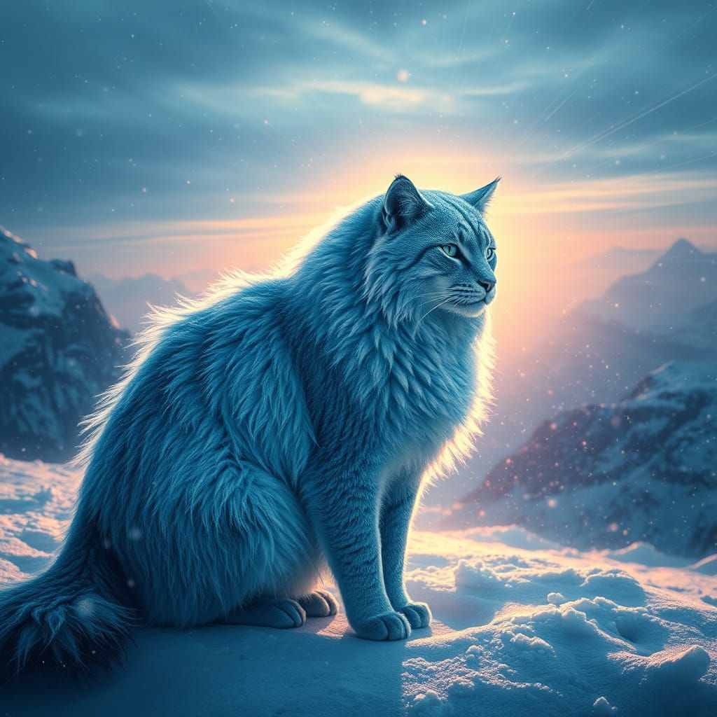 Majestic Feline in Icy Blizzard