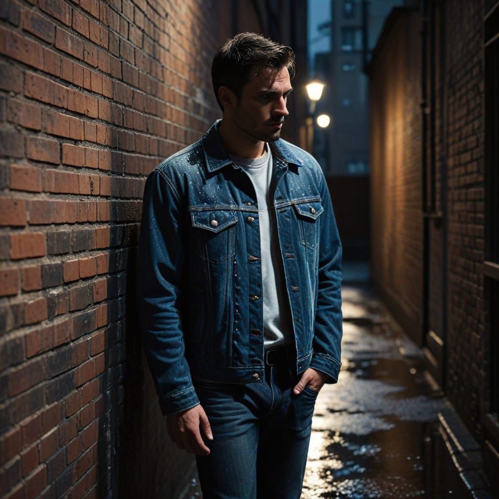 Film Noir: Man in Alley with Moody Lighting