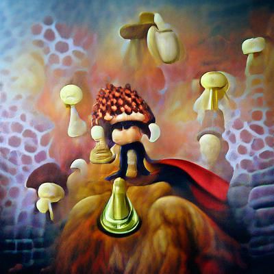 Mushroom King Portrait in Oil Painting Style
