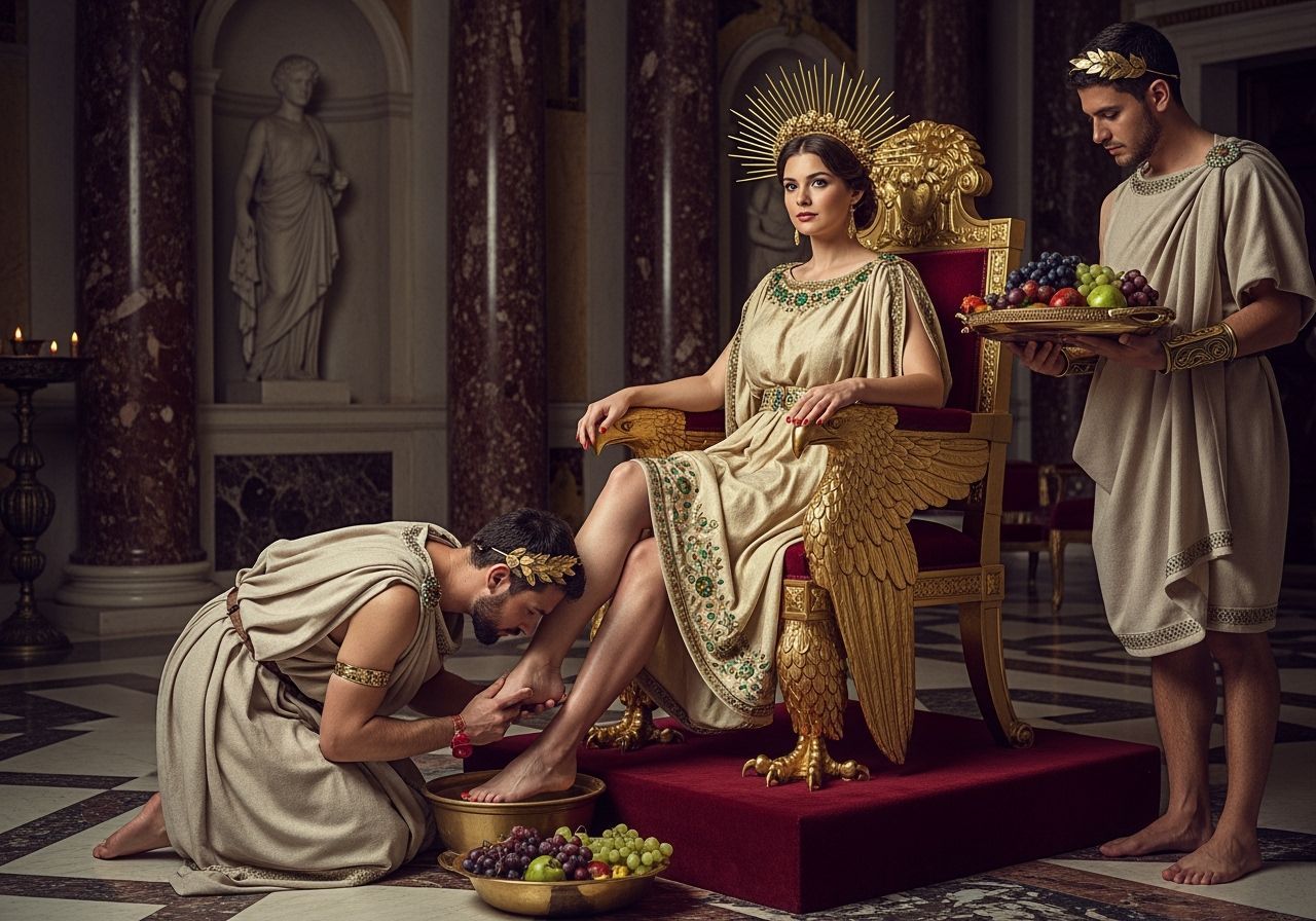 Roman Empress on Eagle Throne in Lavish Palace