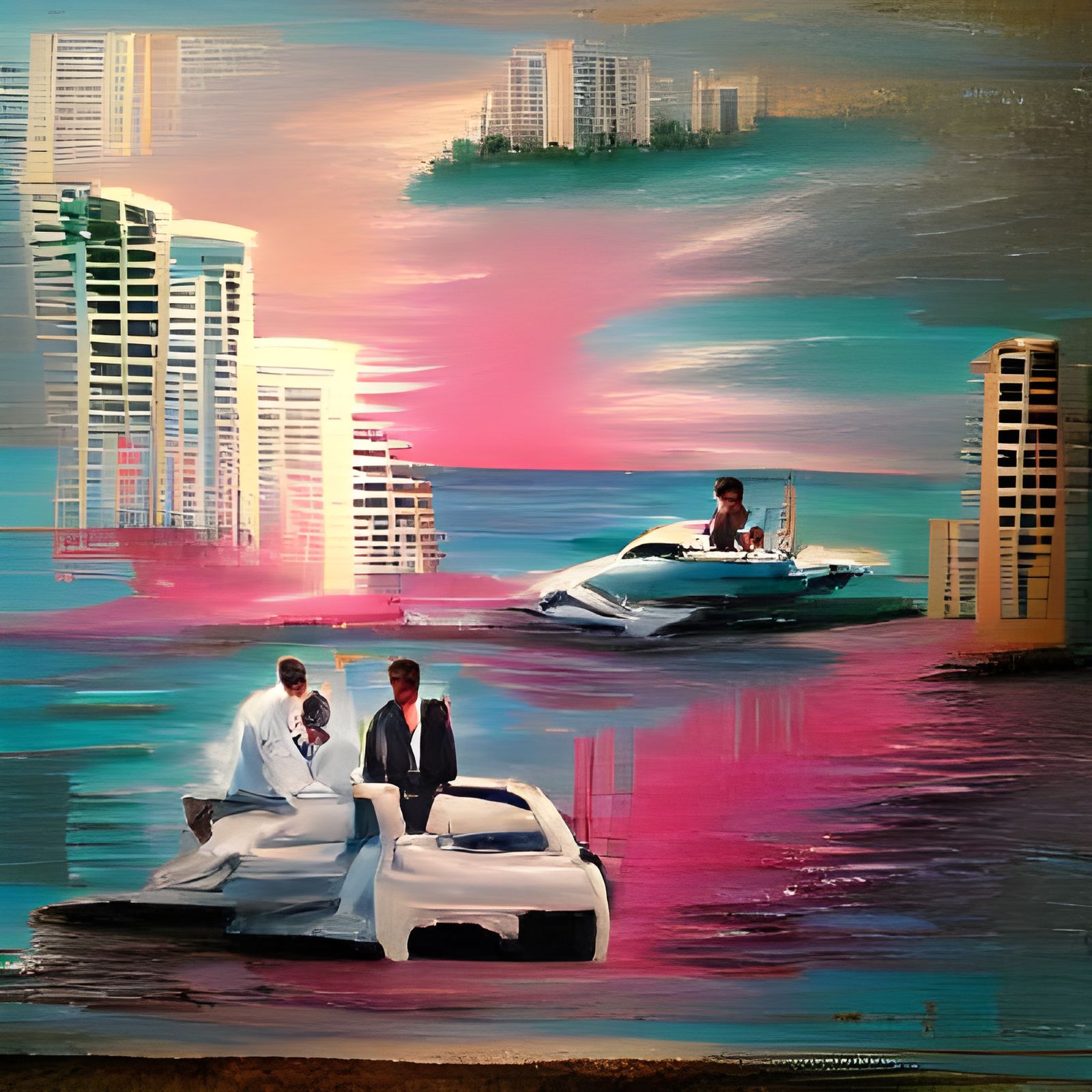 Miami Vice Inspired Oil Painting