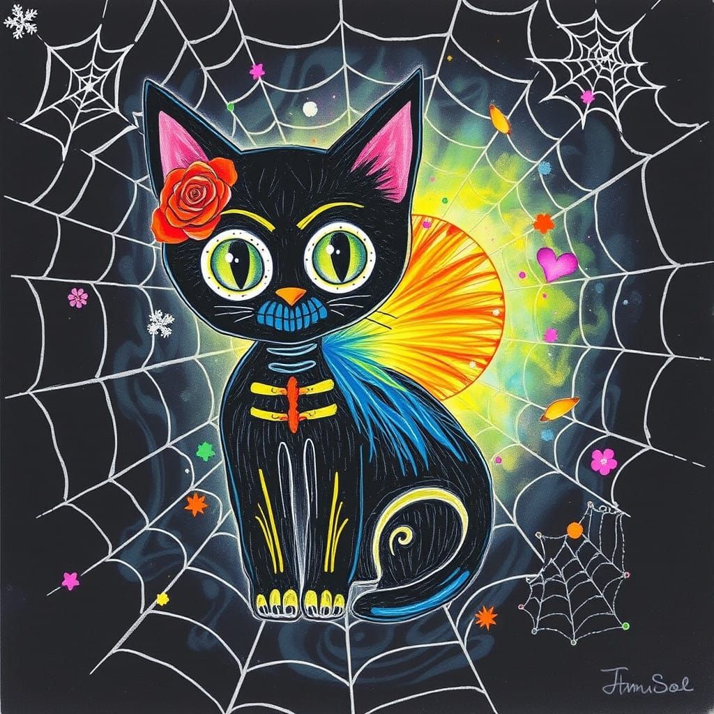 Whimsical Surrealist Cat Amidst Ethereal Glow