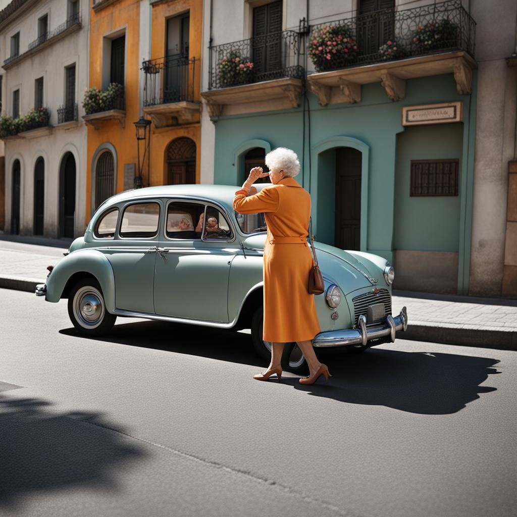 80 Year Old Woman Driving Modern Car