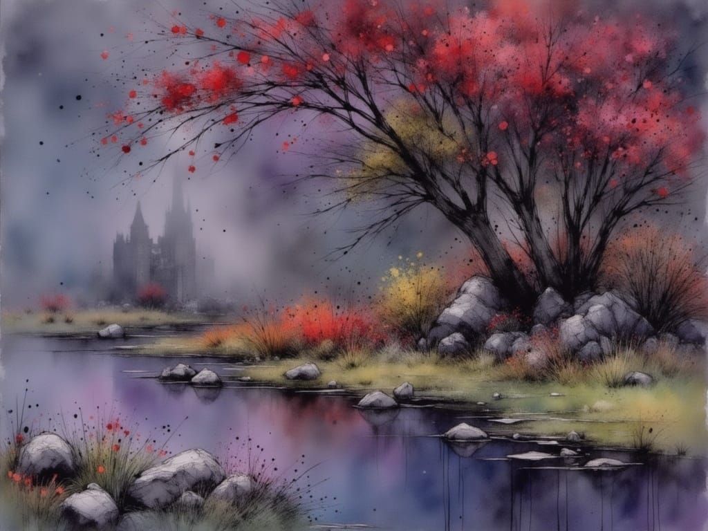 Mysterious Castle Ruin in Vibrant Morning Light