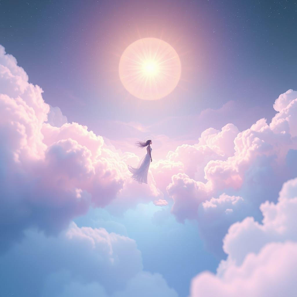 Surreal Astral Being Surrounded by Iridescent Cosmic Sea