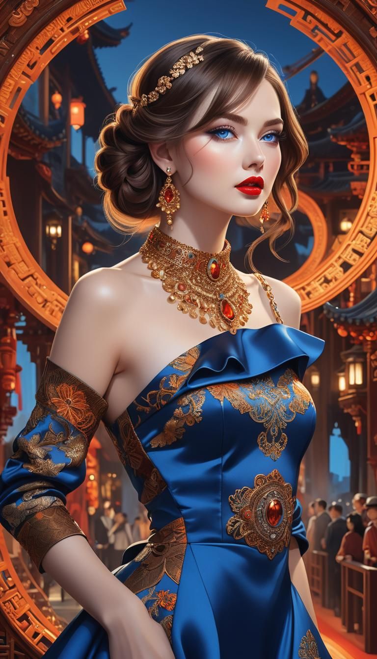 Minimalist illustration of evil_cosmopolitan girl with paint...