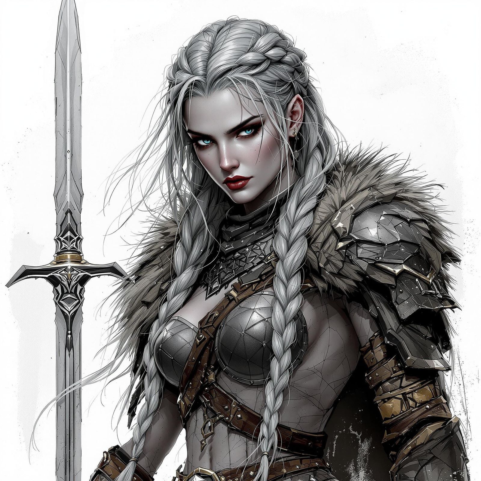 Nordic Barbarian Woman in Comic Style